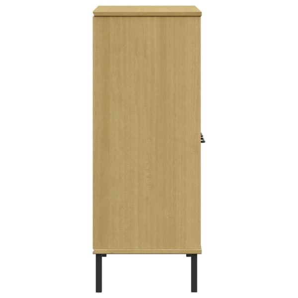 vidaXL bogskab med metalben OSLO 90x35x90,5 cm massivt træ brun