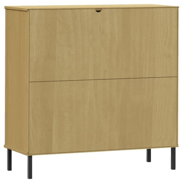 vidaXL bogskab med metalben OSLO 90x35x90,5 cm massivt træ brun