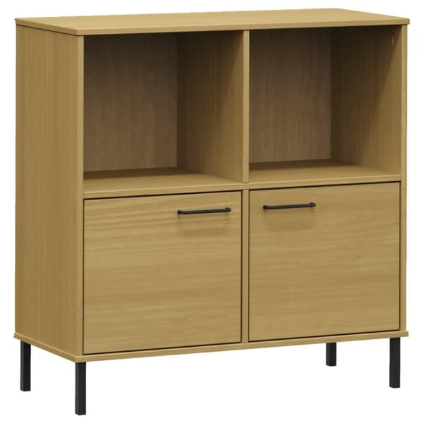 vidaXL bogskab med metalben OSLO 90x35x90,5 cm massivt træ brun