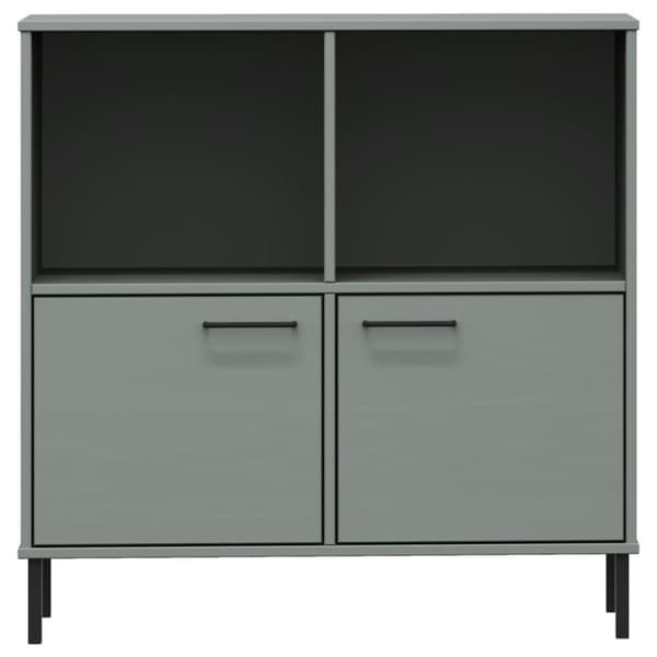 vidaXL bogskab med metalben OSLO 90x35x128,5 cm massivt træ grå