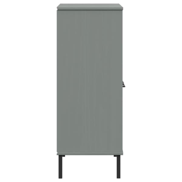 vidaXL bogskab med metalben OSLO 90x35x128,5 cm massivt træ grå