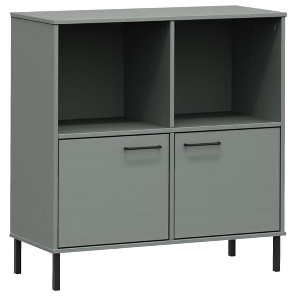 vidaXL bogskab med metalben OSLO 90x35x128,5 cm massivt træ grå