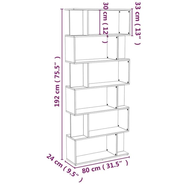 vidaXL bogreol/rumdeler 80x24x192 cm konstrueret træ brunt eg