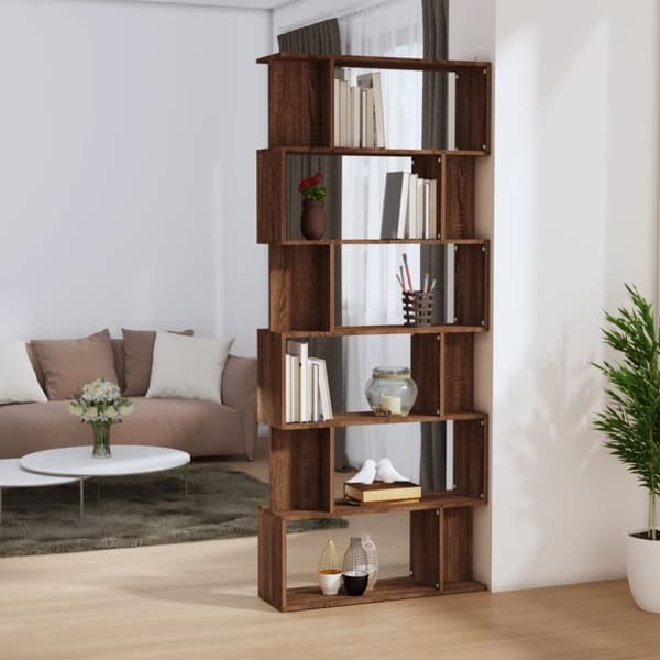 vidaXL bogreol/rumdeler 80x24x192 cm konstrueret træ brunt eg
