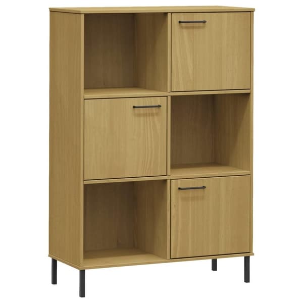 vidaXL bogskab med metalben OSLO 90x35x128,5 cm massivt træ brun