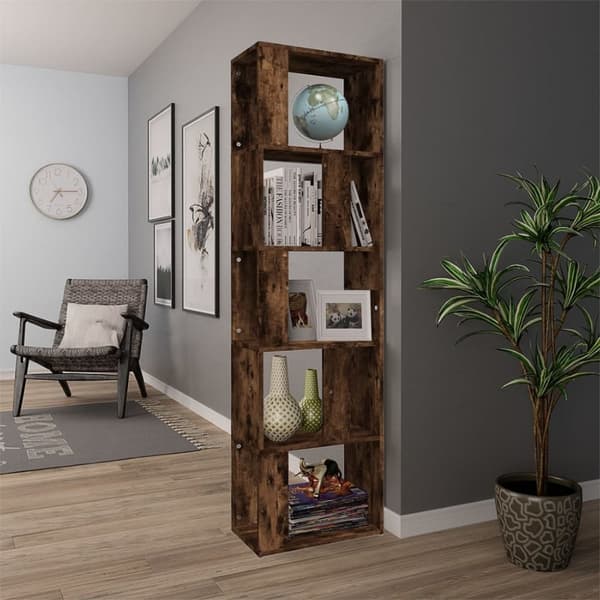 vidaXL bogreol 45x24x160 cm konstrueret træ røget egetræ