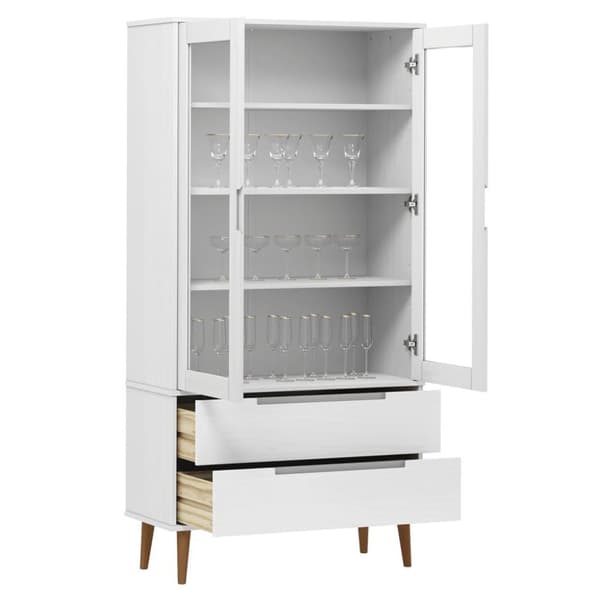 vidaXL Vitrine MOLDE hvit 90x35x175 cm heltre furu