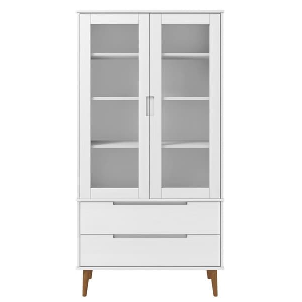 vidaXL Vitrine MOLDE hvit 90x35x175 cm heltre furu