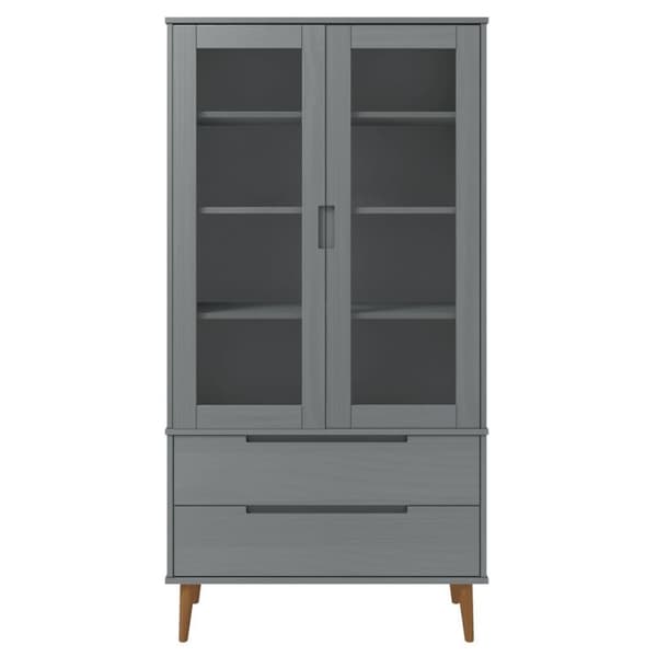 vidaXL Vitrine MOLDE grå 90x35x175 cm heltre furu