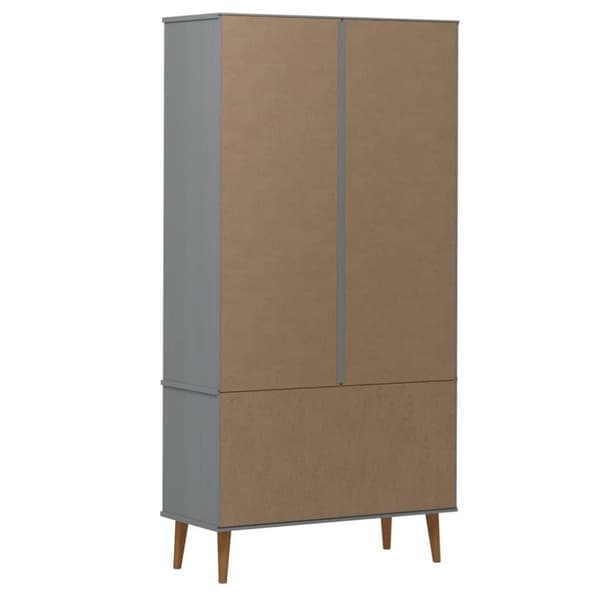 vidaXL Vitrine MOLDE grå 90x35x175 cm heltre furu