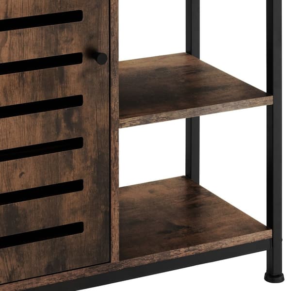 Skænk 71x32x82cm - Industrielt mørkt træ, rustikt,Dørhængsel til venstre