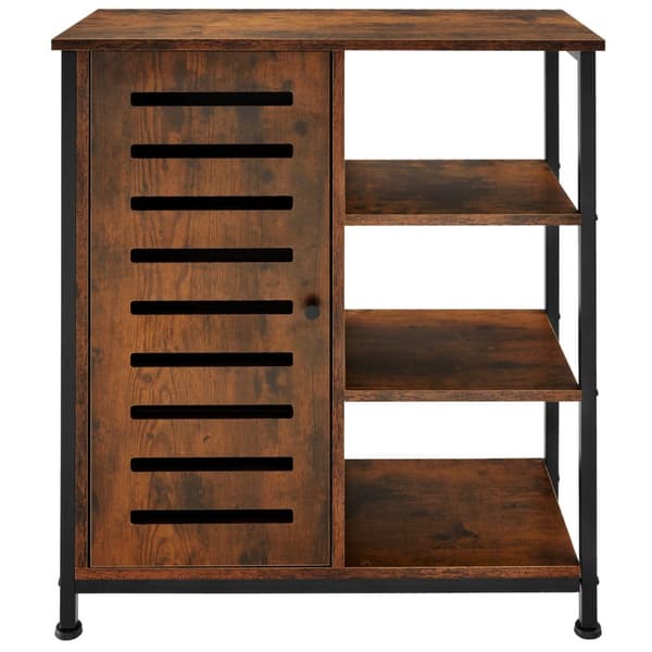 Skænk 71x32x82cm - Industrielt mørkt træ, rustikt,Dørhængsel til venstre