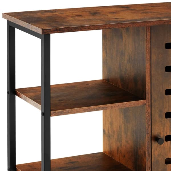 Skænk 71x32x82cm - Industrielt mørkt træ, rustikt,Dørhængsel til højre