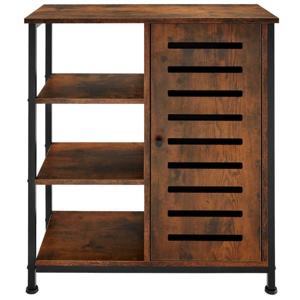Skænk 71x32x82cm - Industrielt mørkt træ, rustikt,Dørhængsel til højre