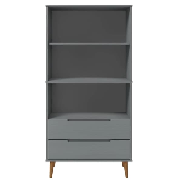 vidaXL Bokhylle MOLDE grå 85x35x170,5 cm heltre furu
