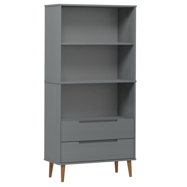 vidaXL Bokhylle MOLDE grå 85x35x170,5 cm heltre furu