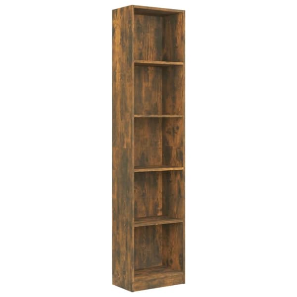 vidaXL Bokhylla 5 hyllor rökfärgad ek 40x24x175 cm konstruerat trä