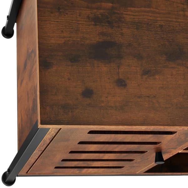 Skänk 71x32x82cm - Industriellt mörkt trä, rustikt, Dörrgångjärn till vänster