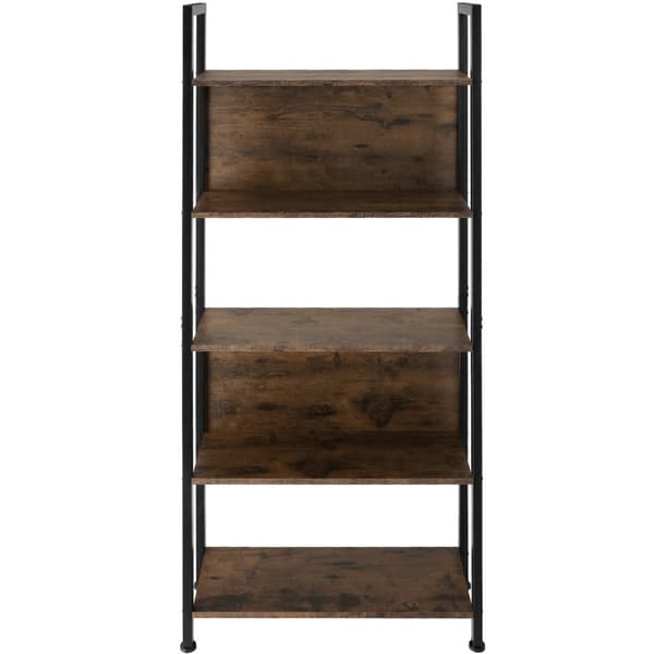 Reol Westport 62x24x165,5cm - Industrielt mørkt træ, rustikt