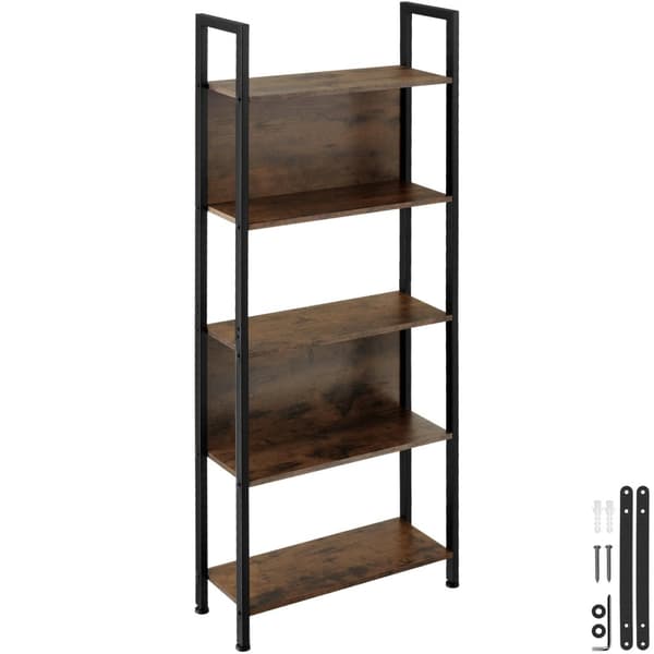 Reol Westport 62x24x165,5cm - Industrielt mørkt træ, rustikt