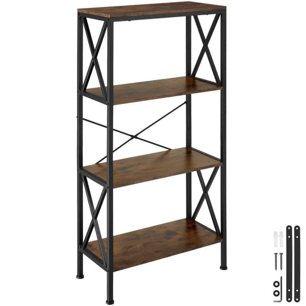 Reol Barry 61,5x31,5x133,5cm - Industrielt mørkt træ, rustikt
