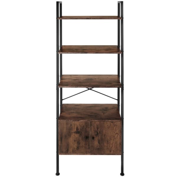 Reol Brentwood 57,5x34x173cm - Industrielt mørkt træ, rustikt