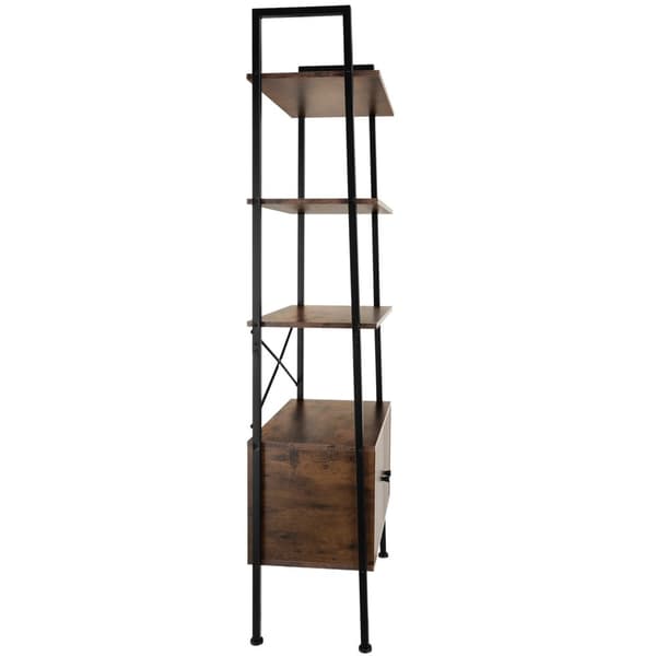 Reol Brentwood 57,5x34x173cm - Industrielt mørkt træ, rustikt