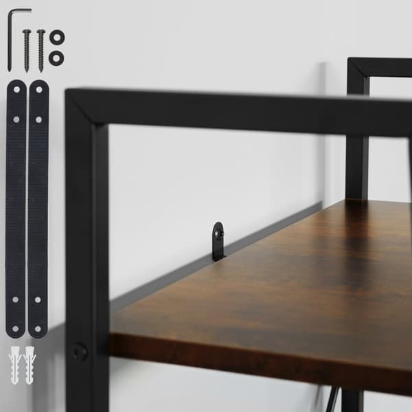 Reol Brentwood 57,5x34x173cm - Industrielt mørkt træ, rustikt