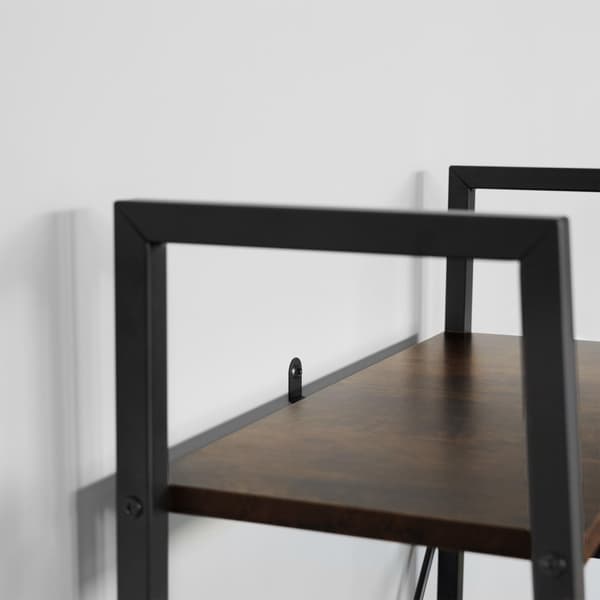 Reol Brentwood 57,5x34x173cm - Industrielt mørkt træ, rustikt
