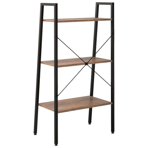 vidaXL stigereol med 3 hylder 56x35x108 cm mørkebrun og sort