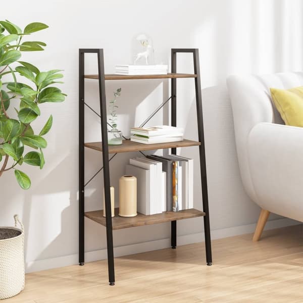 vidaXL stigereol med 3 hylder 56x35x108 cm mørkebrun og sort