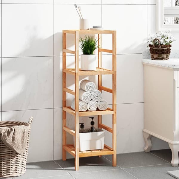 vidaXL badeværelsesreol 35,5x35,5x112,5 cm massivt valnøddetræ