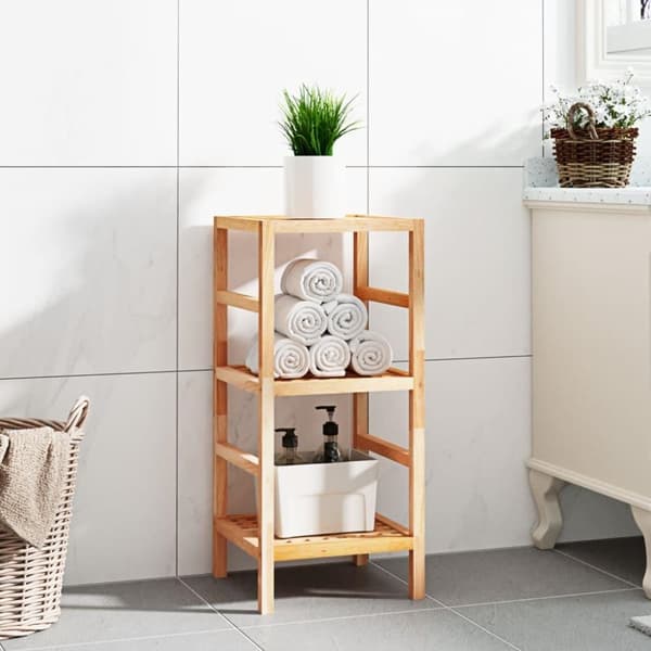 vidaXL badeværelsesreol 35,5x35,5x79 cm massivt valnøddetræ