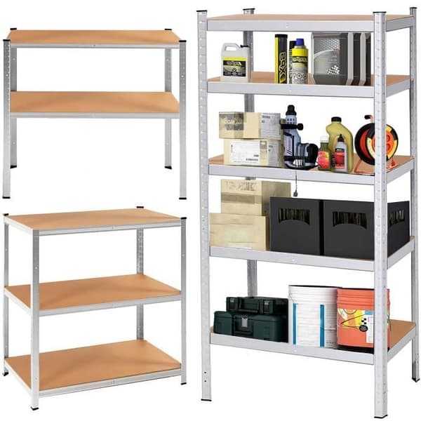 SPRINGOS® Metallhyllor, galvaniserade 5 hyllplan 180x90x40cm - Max. 875 kg