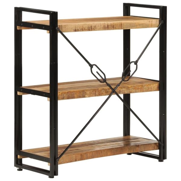 vidaXL bogreol med 3 hylder 77x30x80 cm massivt mangotræ og jern