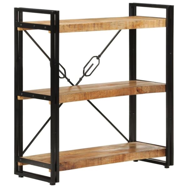 vidaXL bogreol med 3 hylder 77x30x80 cm massivt mangotræ og jern