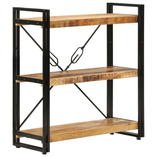 vidaXL bogreol med 3 hylder 77x30x80 cm massivt mangotræ og jern