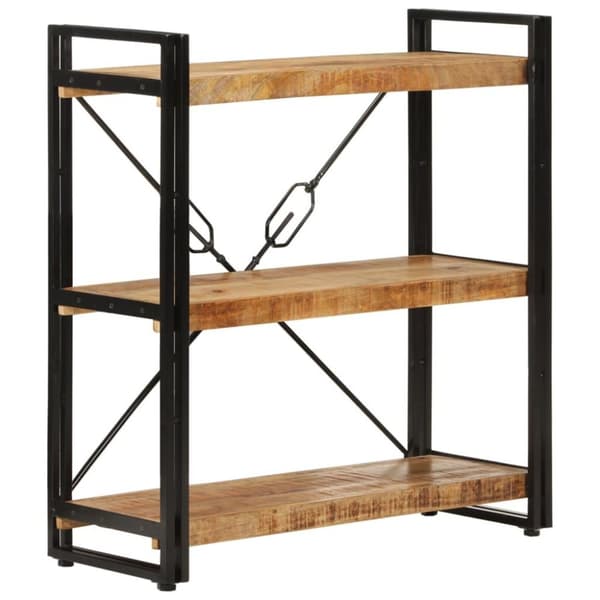 vidaXL bogreol med 3 hylder 77x30x80 cm massivt mangotræ og jern