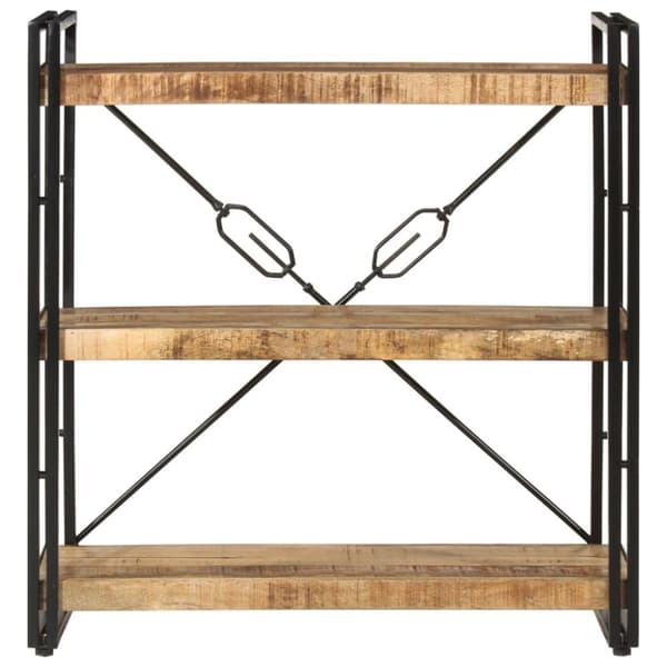 vidaXL bogreol med 3 hylder 77x30x80 cm massivt mangotræ og jern