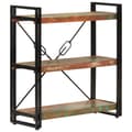 Miniatyrbillede 8 af 10: vidaXL bogreol med 3 hylder 77x30x80 cm massivt genbrugstræ og jern