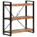 Miniatyrbillede 10 af 10: vidaXL bogreol med 3 hylder 77x30x80 cm massivt genbrugstræ og jern