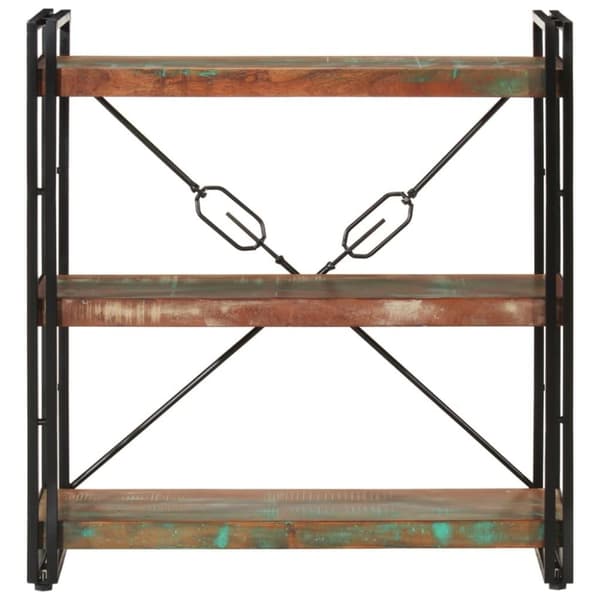 vidaXL bogreol med 3 hylder 77x30x80 cm massivt genbrugstræ og jern