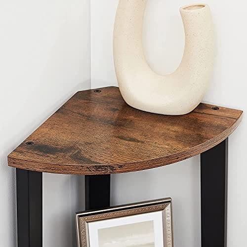 Vasagle Corner Shelf, 4-lags industriel opbevaringsstativ, stigen om skov, rustik brun og sort
