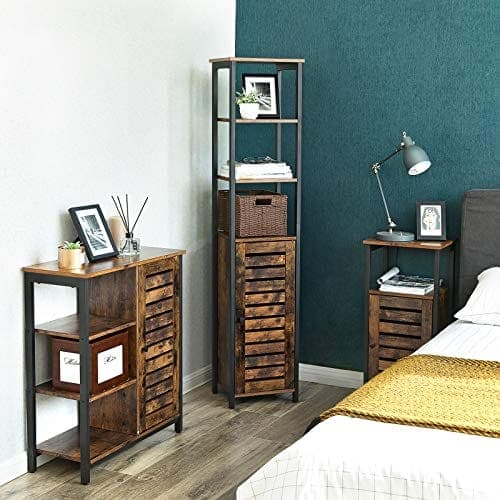 Vasagle Industrial Gulvstående hylde, smalt badeværelsesskab med 3 hylder Rustic Brown