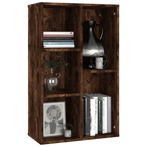 vidaXL bogreol/skænk 50x25x80 cm konstrueret træ røget egetræ