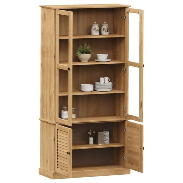vidaXL glasskab VIGO 85x35x170 cm massivt fyrretræ