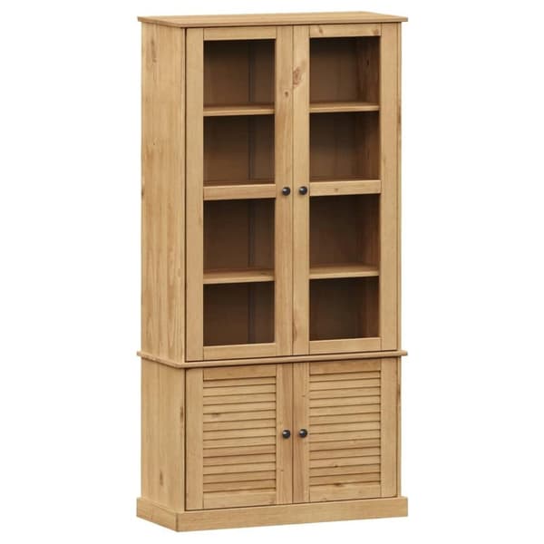 vidaXL glasskab VIGO 85x35x170 cm massivt fyrretræ