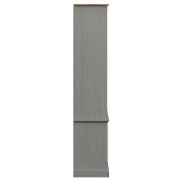 vidaXL glasskab VIGO 85x35x170 cm massivt fyrretræ grå