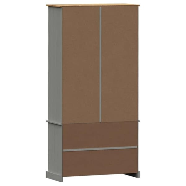 vidaXL glasskab VIGO 85x35x170 cm massivt fyrretræ grå