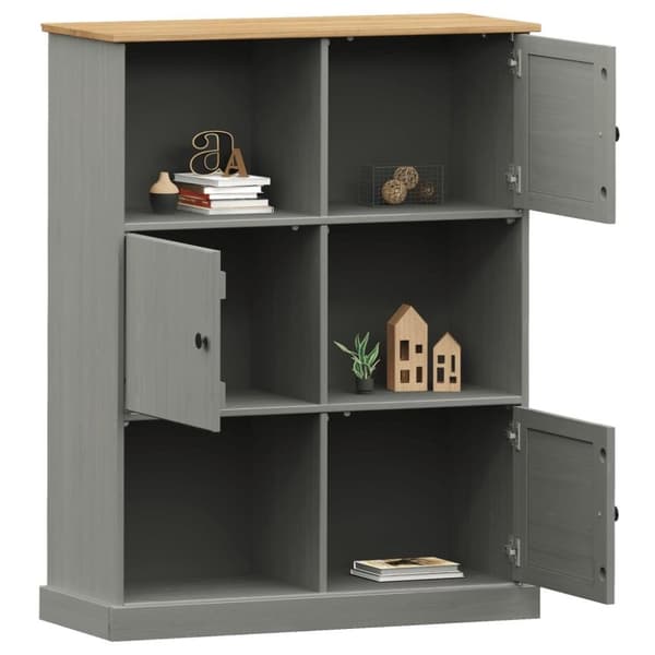vidaXL bogreol VIGO 90x35x114,5 cm massivt fyrretræ grå